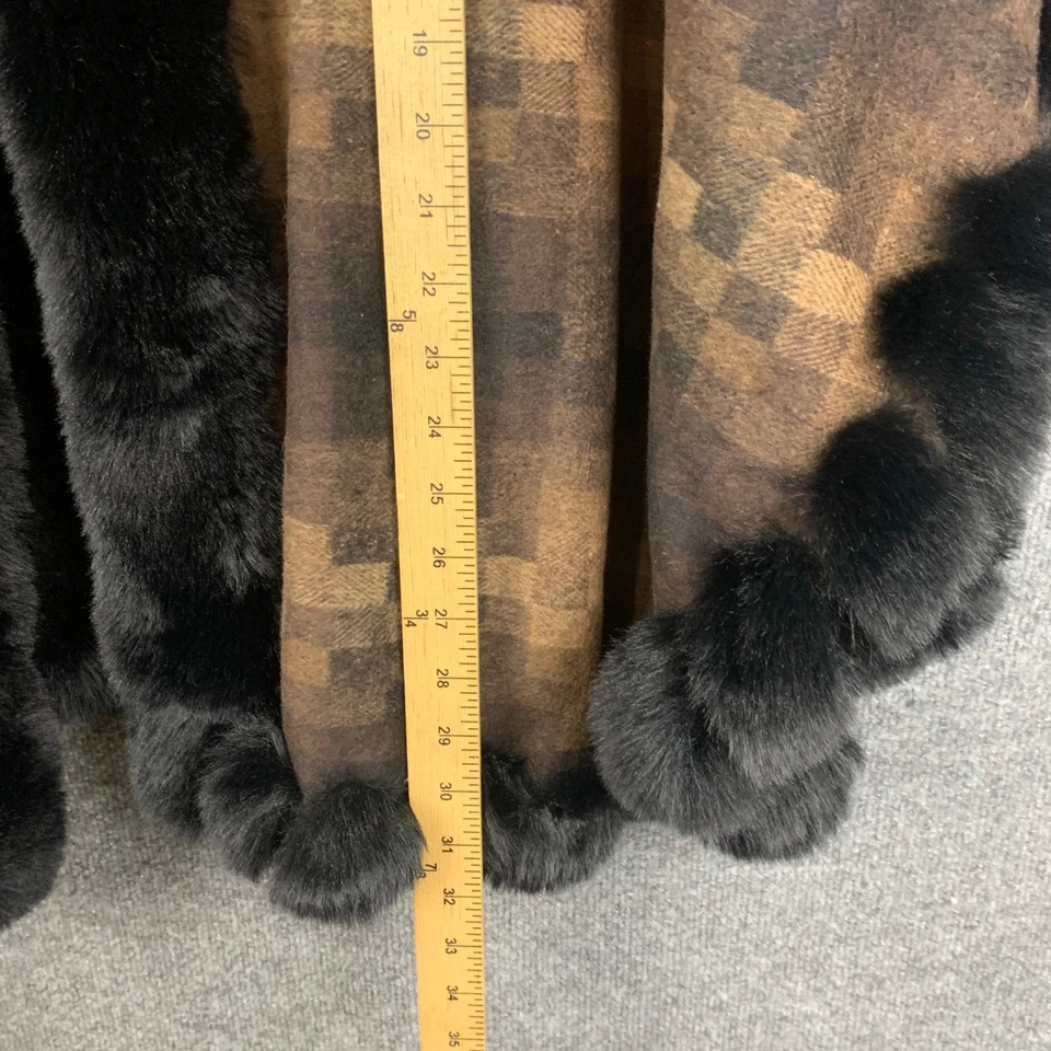 Poncho Max Studio a Cuadros de Piel Sintética Marrón a Cuadros Frontal Abierto Capa Poncho Talla Única Foto 4 de 4