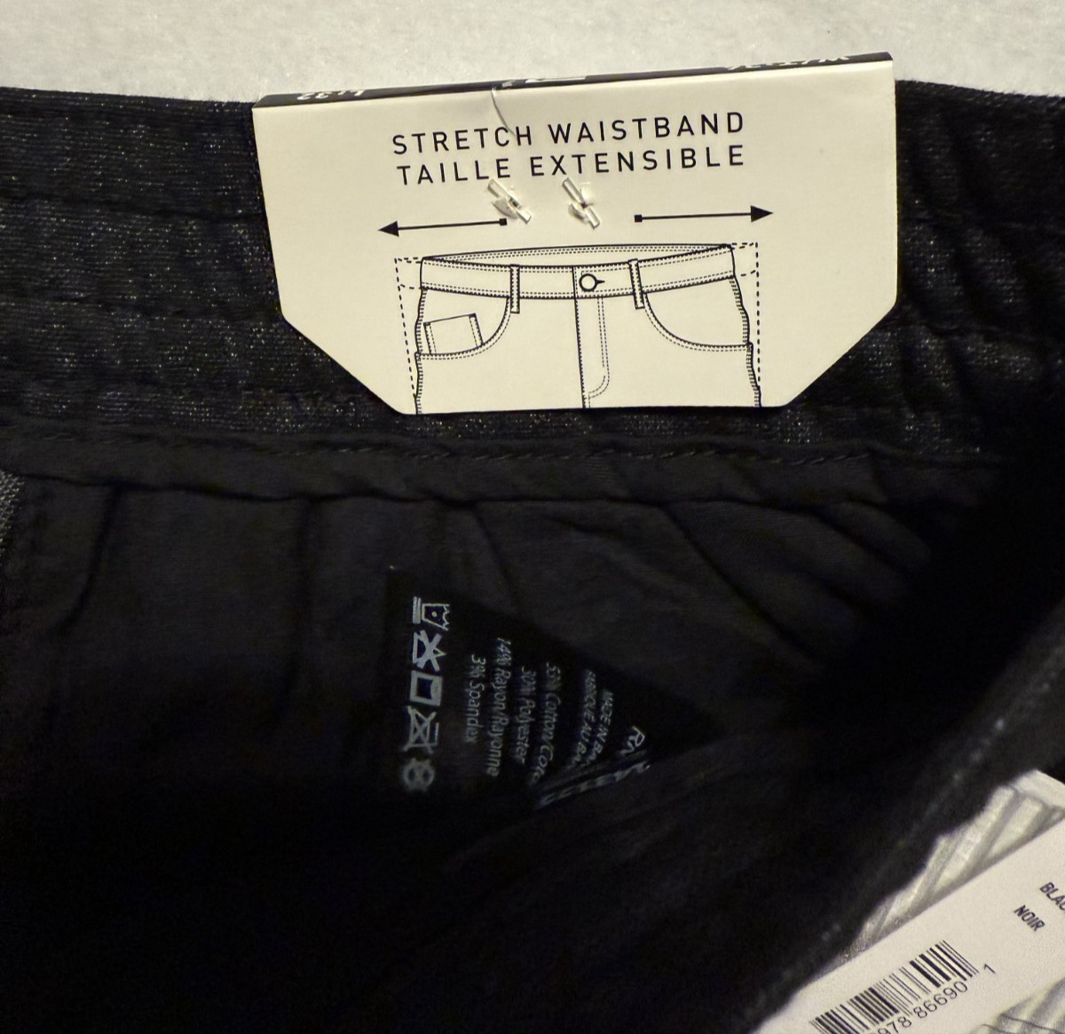 Projek Raw Pants Acti Flex Cotton Blend Stretch Waist Black Noir Men's Size 34