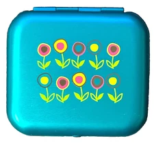 Wellspring Pillbox Pill Box Small for Pills/Meds/Jewelry Flower Fld 2.2"x2"x0.5"