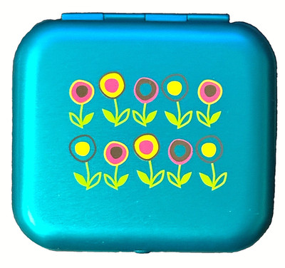 Wellspring Pillbox Pill Box Small for Pills/Meds/Jewelry Flower Fld 2.2''x2''x0.5''