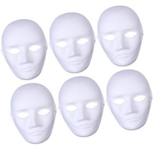 6 Pcs White Mask to Decorate Blank Paintable Handmade Masks Diy Masquerade