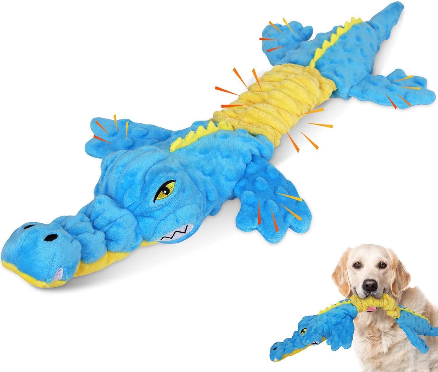 Cute Crocodile Squeaky Plush Pet Toy For Small To Large Bree