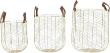 CosmoLiving Cosmopolitan Metal Functional Storage Basket Organizer Set of 3