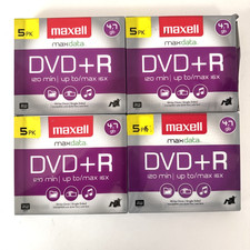 Maxell DVD R 5 Pack 4.7 gb 120 Min Up To Max 16x New Lot Of 4, 20 Total Discs