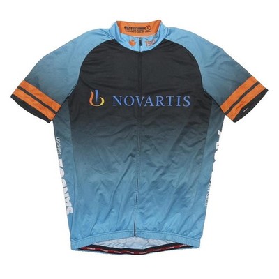 JAKROO Herren Radtrikot Blau & Schwarz L Kurzarm Rundhalsausschnitt Novartis