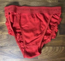 Vintage Victoria's Secret Red 100 Cotton Hi Cut Rio Bikini Panties S