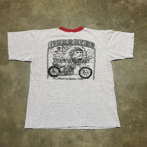 Camiseta de moto Cherokee Survivors gris/roja vintage años 90 - Imagen 3 de 4