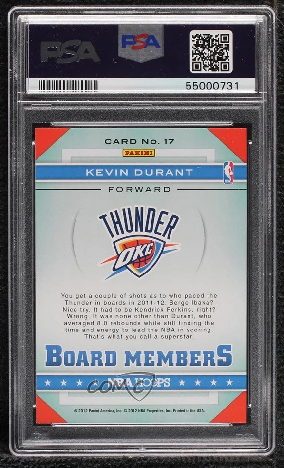 2012-13 NBA Hoops Board Members Kevin Durant #17 PSA 9 MINT - Image 2 of 2