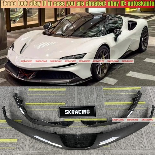 For Ferrari SF90 Dry Carbon Fiber Front Rear Lip Side Skirts Spoiler Wing Kits - Picture 6 of 104