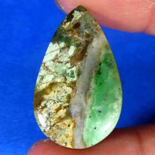 15.30Cts.100 Natural Super Chrome Chalcedony Pear Cabochon 17x28x4mm Gemstone