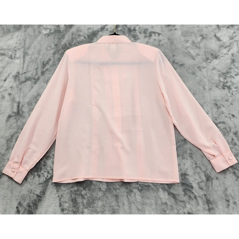 Top Vintage Años 80 Impressions Pintuck Plisado Manga Larga Talla 8 Pequeño Rosa Melocotón Foto 2 de 4
