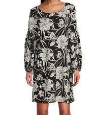 CLEARANCE NWT BRYN WALKER L  Modal Ponti Floral Long Sleeve Lantern Dress