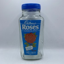 Vintage Original Cadbury Roses Chocolates Sweet Large Glass Jar 3.5lb Labels