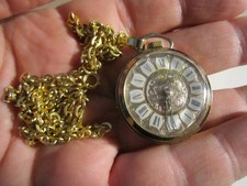 VINTAGE NUROFF WIND UP PENDANT POCKET WATCH WITH CHAIN NECKLACE 22" - OFC-R2