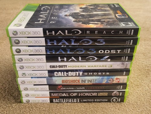 Microsoft Xbox 360 S Slim 250gb Console Bundle W/ 10 Games & Controller - Picture 10 of 16