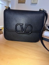 Valentino VSLING Shoulder Bag Black Grained Leather