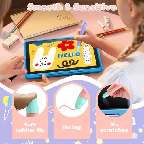 Lápiz óptico para niños, paquete de 2 bolígrafos para tabletas aptos para niños con correas funcionan para - Imagen 6 de 8