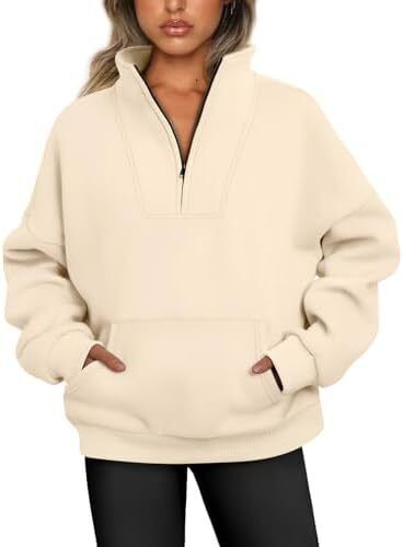 Y2K Oversized Hoodies �C Quarter & Half Zip Sweatshirts for Spring Fall - Picture 4 of 33