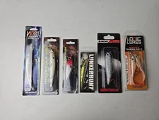 6 Freshwater Lures, Vicious, Throwback x2, Lunkerhunt, MonsterBass, Logic Lures
