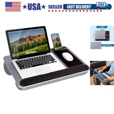 Home Office Pro Lap Desk with Wrist Rest, Mouse Pad, and Phone Holder - Silve...