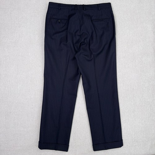 VTG 70s Brooks Brothers Navy Chalk Stripe Wool Flannel 2pc Suit 43L Full Canvas - Picture 19 of 20
