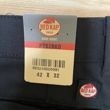 Red Kap Black Work Pants New With Tags 42 X 32