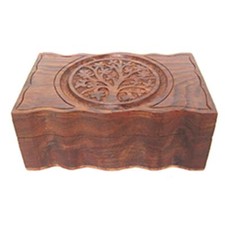 Wavy Tree of Life Box NEW Handmade 4x6" Carved Wooden Chest