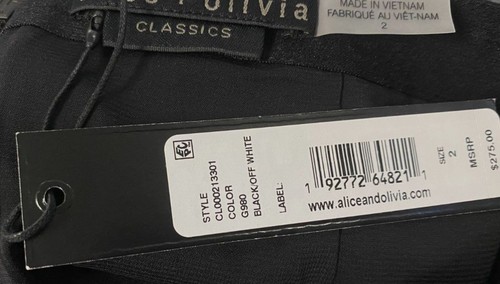 $274 Alice + Olivia Women Black Toni Colorblock Asymmetrical Mini Skirt Size 2 - Picture 3 of 3