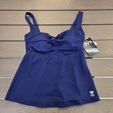 TYR Durafast Elite Women's Solid Navy Twisted Tank Sz S NEW