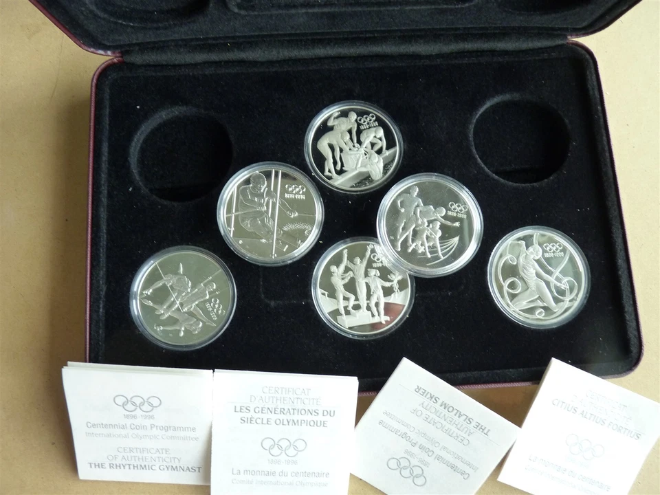 FRANCE ALBERTVILLE 1994 WINTER OLYMPIC GAME SET 6 COINS STERLING SILVER  - Image 3 of 4