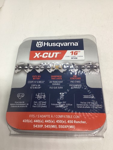 Cadena de motosierra de repuesto Husqvarna X-Cut 66 eslabones, barra de 16", SP33G - Imagen 6 de 6