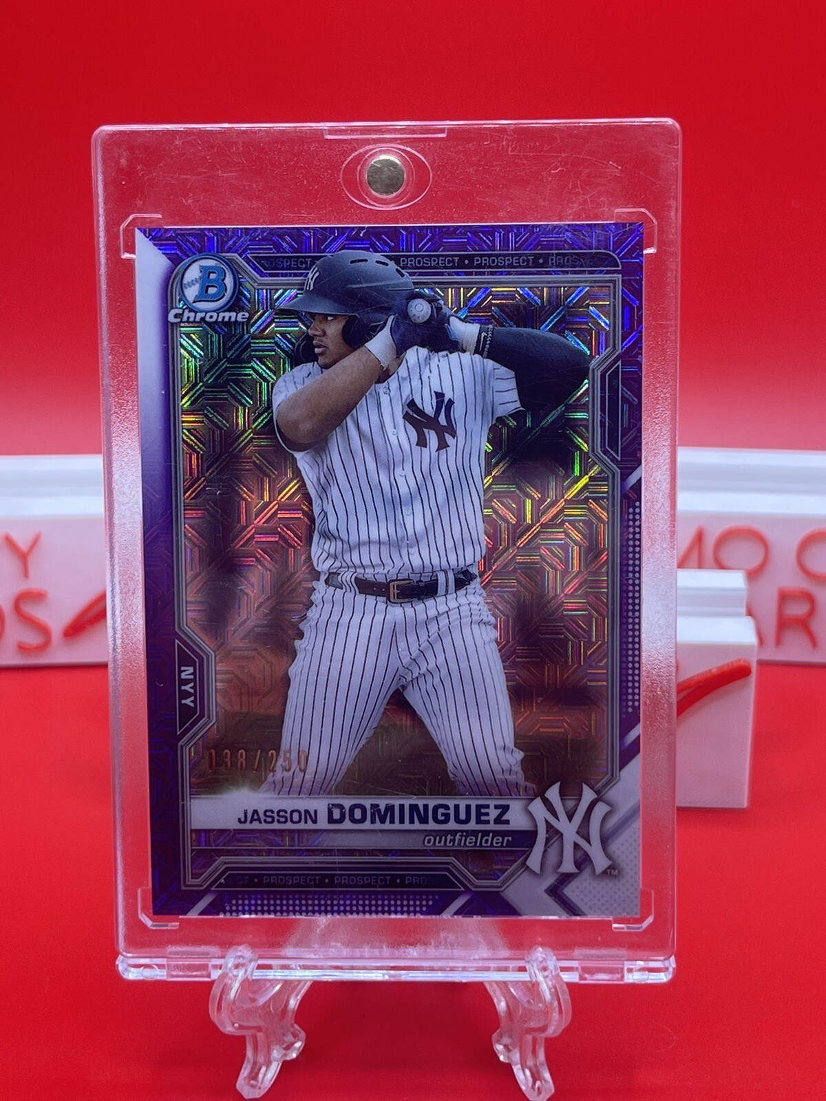 2021 Bowman Chrome Mega Purple Mojo Refractor #213 Jasson Dominguez Yankees /250