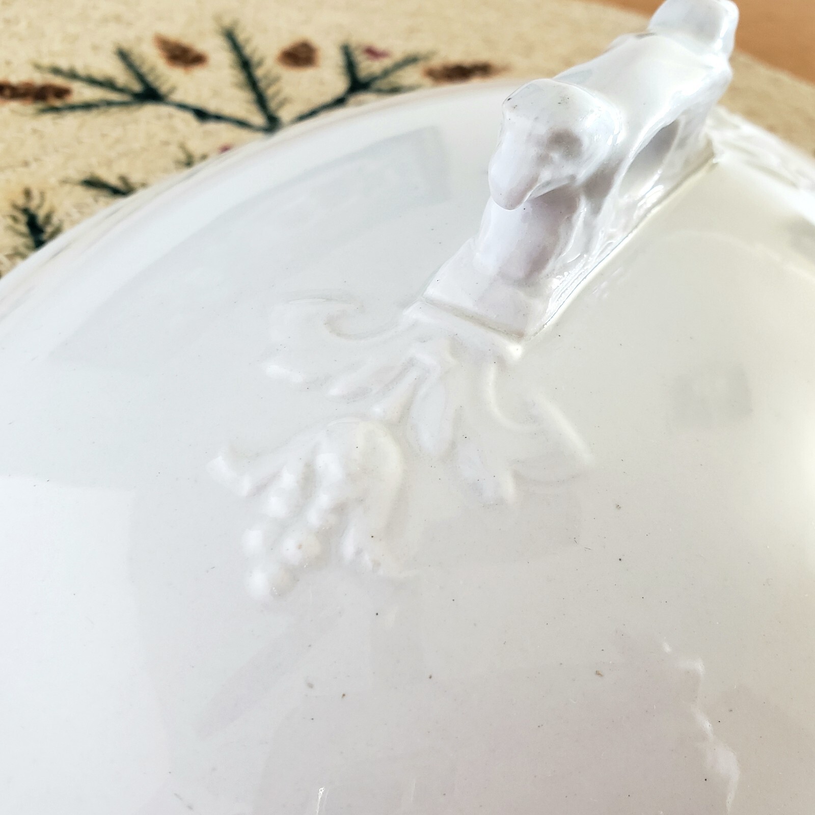 Antique White Ironstone Covered Vegetable Tureen Eagle Head Pratt & Simpson Engl