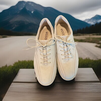 Ecco Women's 39 (US 8) Shock Point Leather Sneakers Lace Up Beige Athletic