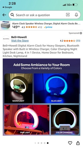 Bell+Howell Bluetooth Speaker Wireless Charger Digital Alarm Clock Lights - 第 12/12 張圖片