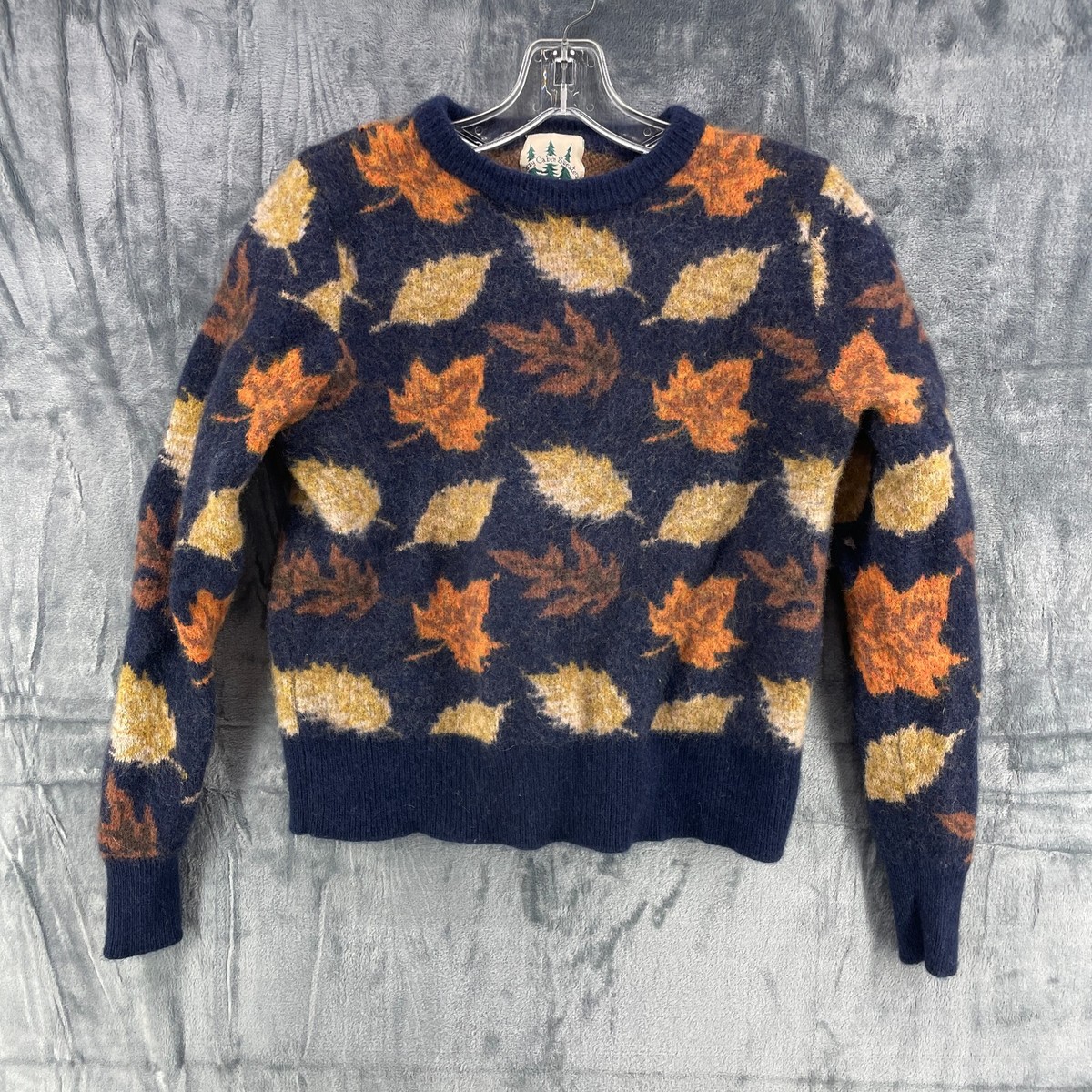 Kiel James Patrick Cozy Cabin Sweaters Wool Blend Fall Leaf Leaves Sweater  Large