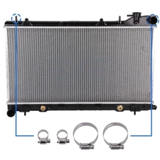 Radiator w/ 4x Universal Oil Hose Clamps For 2003-08 Subaru Forester 2.5L 4-Door