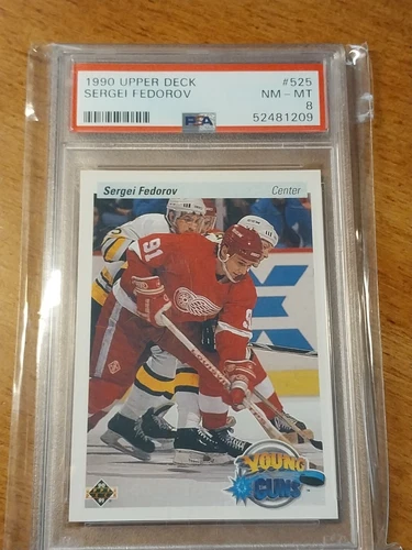 1990 Upper Deck  Sergei Fedorov #525 Young Guns RC Rookie HOF PSA 8 NM-MT