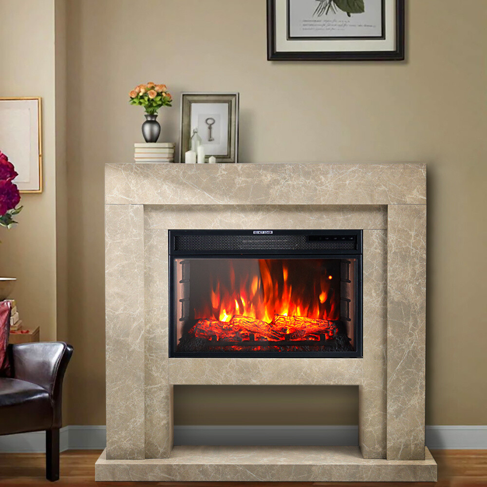 Electric Fire Insert Stove 2KW Fireplace Inset Wall / Freestanding Wooden  Mantel | eBay