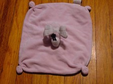 Burt's Bees Baby Light Pink White Bumble Bee Security Blanket Knotted Corners