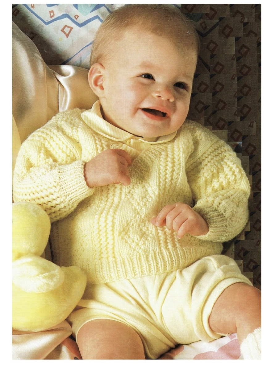 Baby V neck sweater knitting pattern in 4 ply. Boy Girl.Jumper
