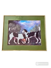 Vintage Repo Print "A Couple Of Foxhounds" George Stubbs Framed Under Glass LG