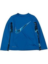 Nike Boys Dri-Fit Blue Spray Painted Swoosh Long Sleeve Tee Shirt X-Small 4