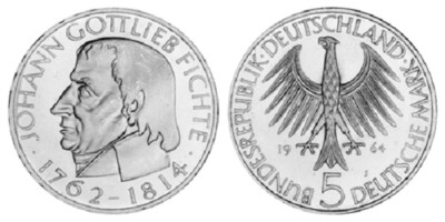 BRD 5 DM GEDENKMÜNZEN AB FICHTE 1964 VORZÜGLICH-UNZIRKULIERT ZUR AUSWAHL