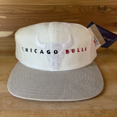 Vintage Chicago Bulls American Needle Hat Jordan Era 90 s  Adjustable Off White
