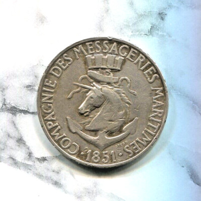 MÉDAILLE D'ARGENT HISTORIQUE DE  LA COMPAGNIE DES MESSAGERIES MARITIMES, 1851