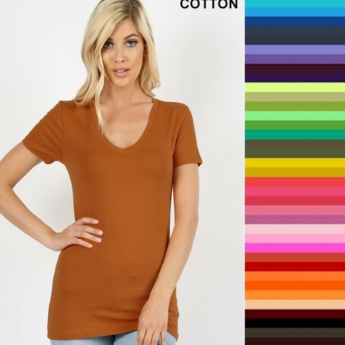 Womens V Neck T Shirt Zenana Short 