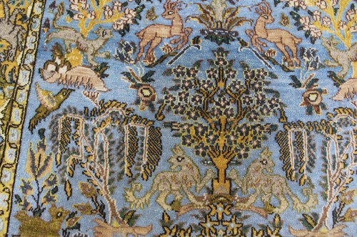 ANTIQUE HANDMADE ORIENTAL RUG HUNTING DESIGN WITH SUPERB COLOR 150 X 103 CM - Picture 10 of 24