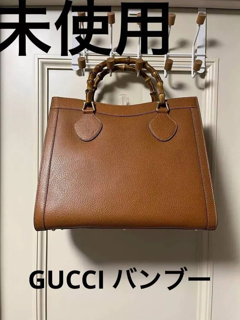 Gucci Diana sac fourre tout à main femme poignée bambou boîte marron cuir doré femme