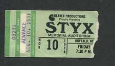 Original 1978 Styx Concert Ticket Stub Buffalo Pieces of Eight Babe